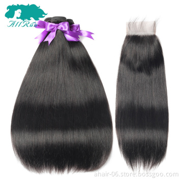 wholesale indian straight human hair bundles with closure